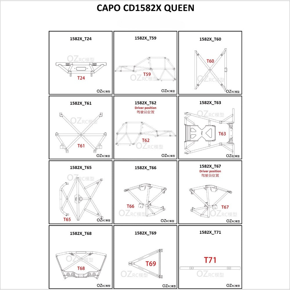 CAPO CD1582X QUEEN Rc Car Tube Rack Parts