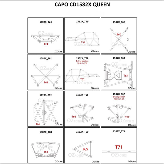 CAPO CD1582X QUEEN Rc Car Tube Rack Parts