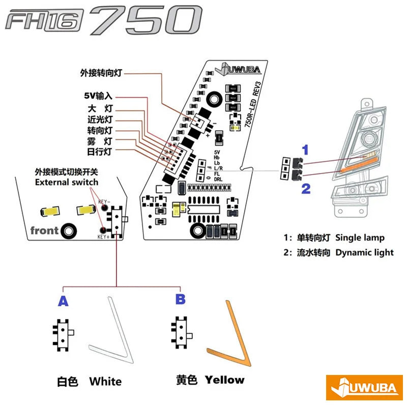 Scheinwerfer LED 5V Für 1/14 Tamiya FH16 750 Für MFC-01 MFC-03 RC rc Traktor Lkw 56360 56362 