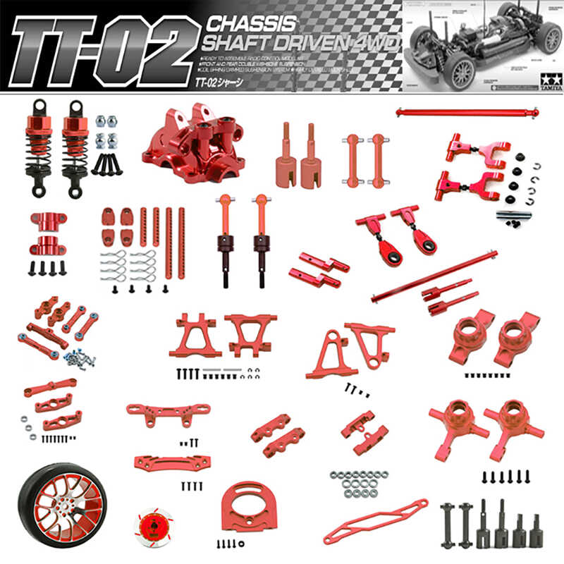 1/10 tamiya tt02 rc car op parts front and rear swing arm steering cup aluminum alloy cvd gearbox