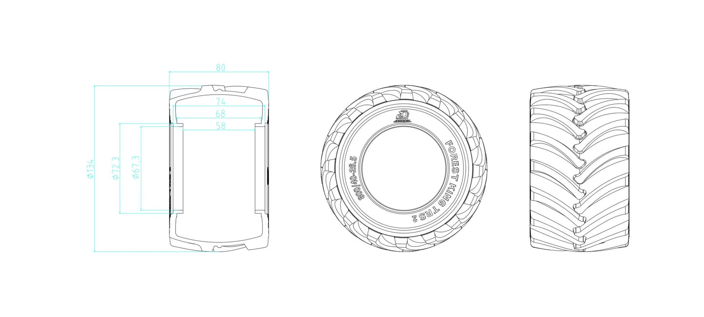 JDMODEL JDM-198G 800/40 JDM-198H Heavy Duty Wheel Tire Set for1/14 1/12 rc Hydraulic engineering vehicle