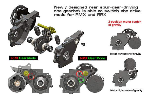 MST RMX/RRX 1/10 Rc Drift Car Spur Gearbox Motor Seat Ball Differential Transmission Kit 210651BK/R