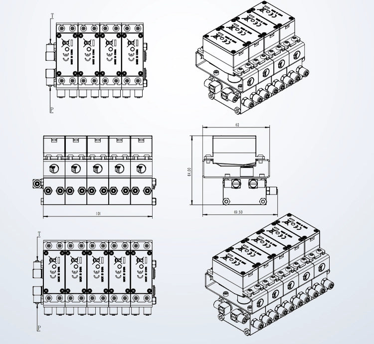 Cut Model CUT-BZ-20 Multi-channel Directional Valve for 1/12 RC Hydraulic Excavator