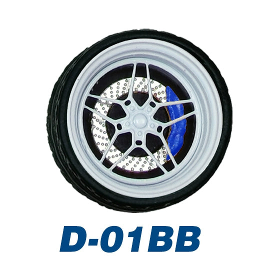 1/64 Static Model Car Alloy Wheels Rubber Tires with Bearings