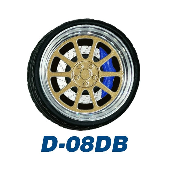 1/64 Static Model Car Alloy Wheels Rubber Tires with Bearings