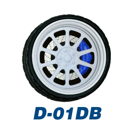 1/64 Static Model Car Alloy Wheels Rubber Tires with Bearings