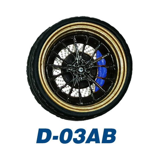 1/64 Static Model Car Alloy Wheels Rubber Tires with Bearings