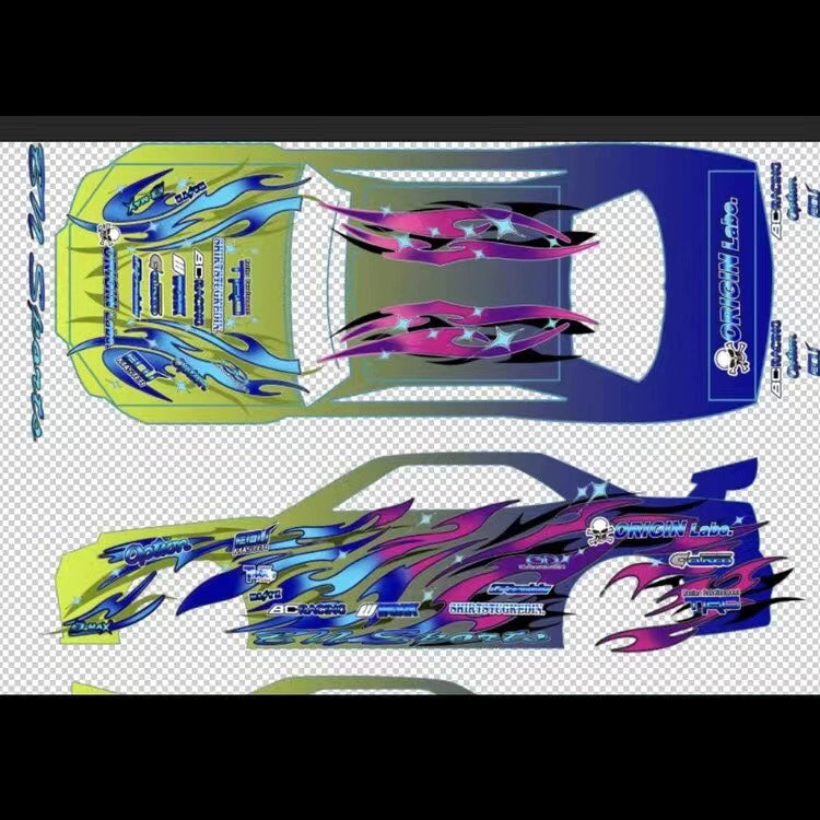 TURBO RACING 1/76 Rc Drift Car Water Slide Transfer Decals