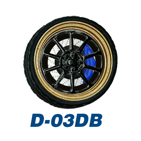 1/64 Static Model Car Alloy Wheels Rubber Tires with Bearings