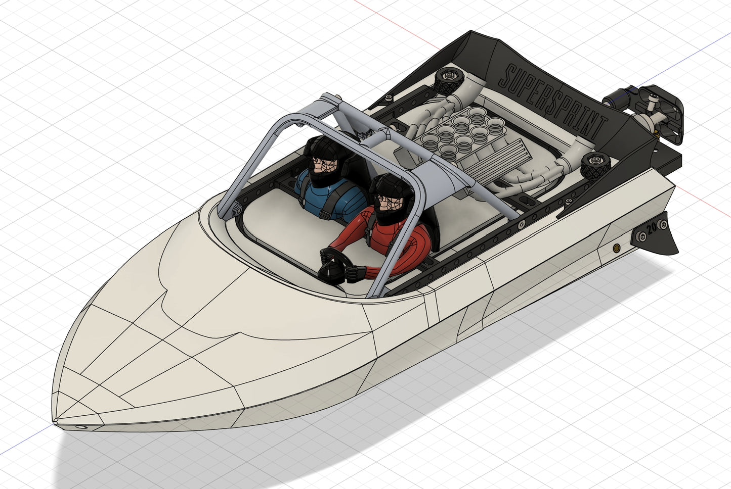 39Cm 3D Printed Super Sprint with M-JET-35 Rc Jet Boat KIT