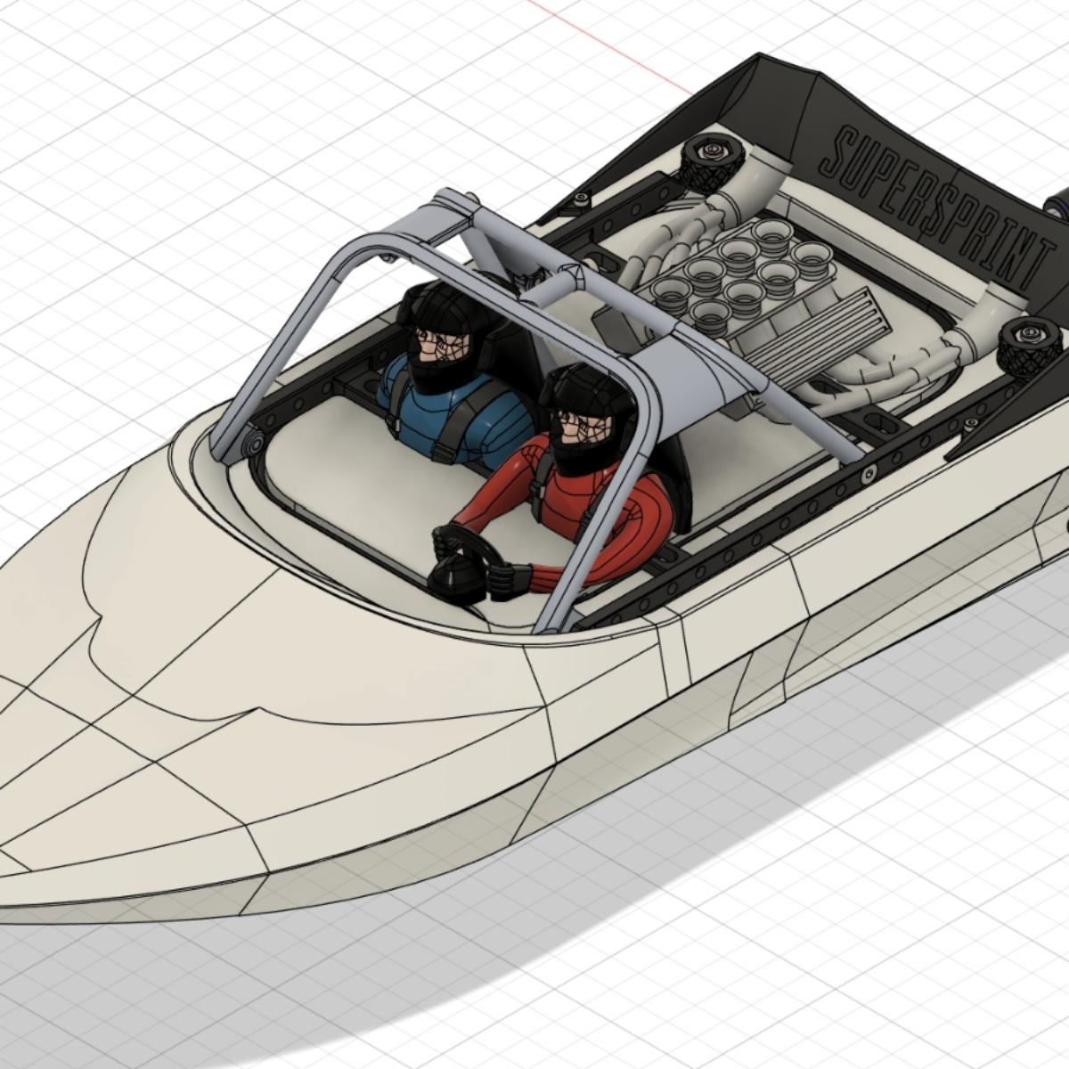 39Cm 3D Printed Super Sprint with M-JET-35 Rc Jet Boat KIT