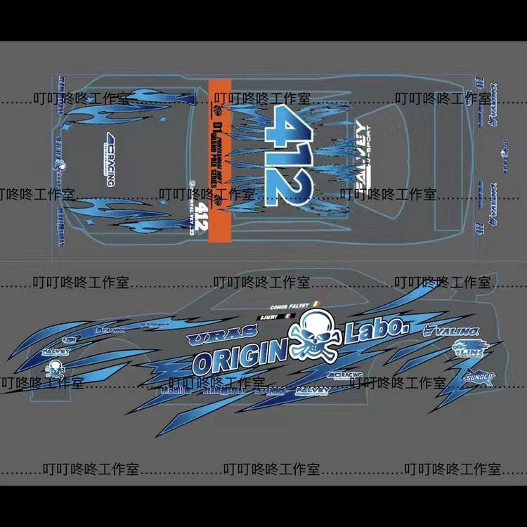 TURBO RACING 1/76 Rc Drift Car Water Slide Transfer Decals