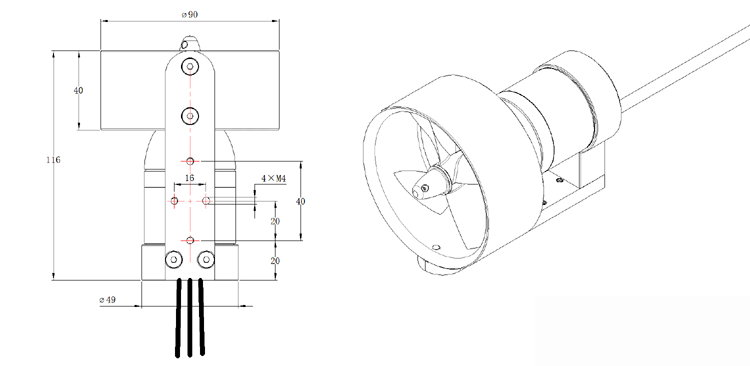 DS02 10KG ROV Underwater Brushless Motor FOR RC BOAT