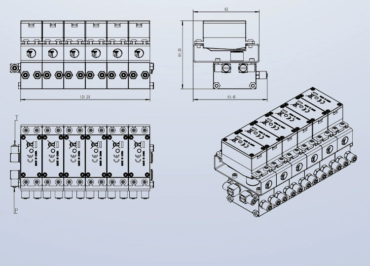 Cut Model CUT-BZ-20 Multi-channel Directional Valve for 1/12 RC Hydraulic Excavator