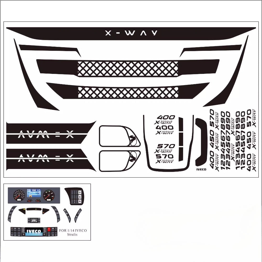 1/14 IVECO RC TRACTOR Decorative Metal Stickers Instrument Stickers Set TZ01