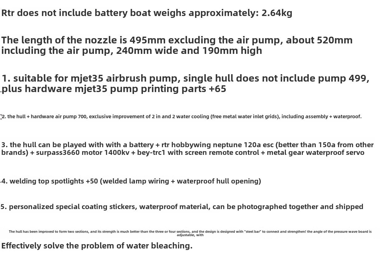 M-jet-35 Rc Jet Boat 3D Printing with Metal Propellers KIT RTR